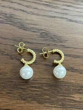 David Yurman Petite Solari Hoop Drop Earrings in 18K Yellow Gold